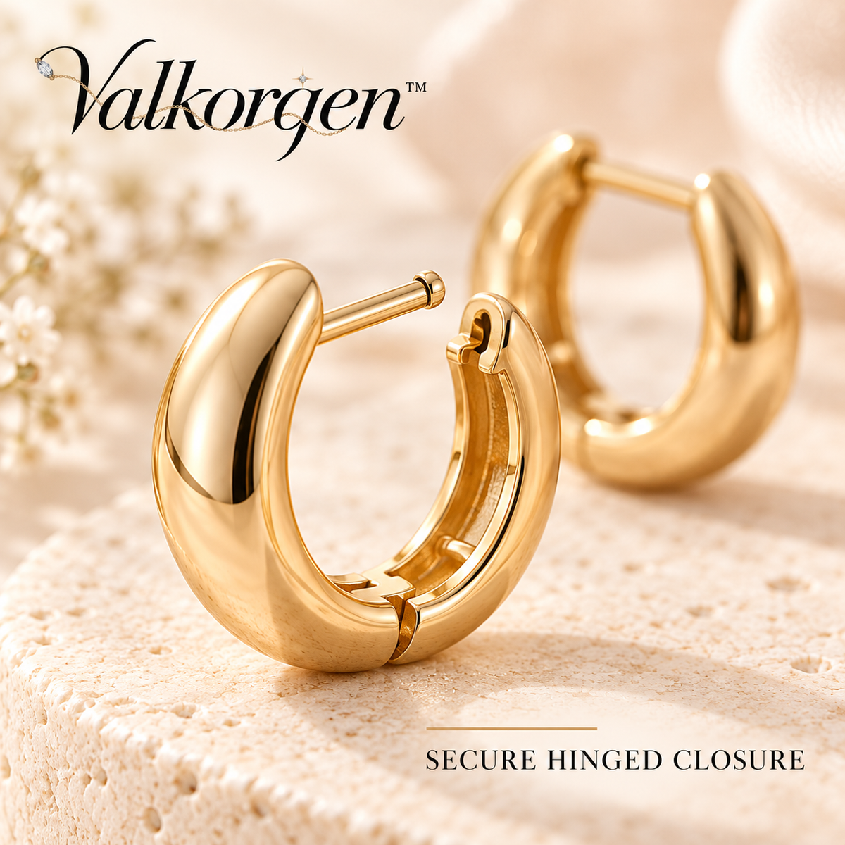 Élan Sculpted Gold Huggie Hoop Earrings – Small Polished Chunky Hoops, Minimalist Everyday Ear Stack Jewelry | Valkorqen™