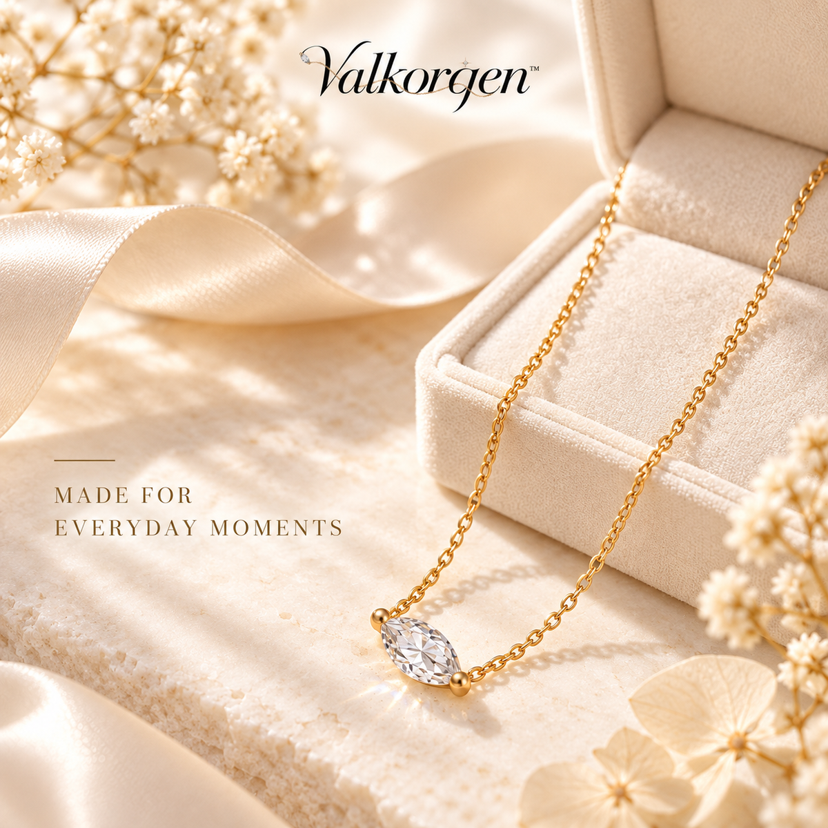 Celeste Dainty Crystal Pendant Necklace – Faceted Gold-Tone Layering Chain, Minimalist Everyday Jewelry Gift for Her | Valkorqen™