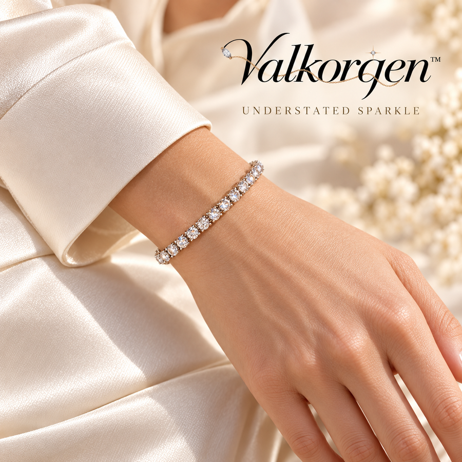 Noelle Crystal Tennis Bracelet – 7-Inch Silver-Tone Single-Row Sparkle Bracelet, Elegant Occasion Jewelry | Valkorqen™
