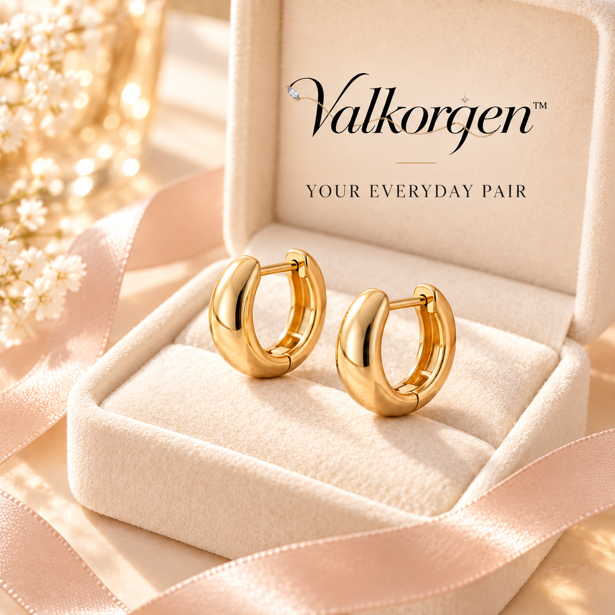 Élan Sculpted Gold Huggie Hoop Earrings – Small Polished Chunky Hoops, Minimalist Everyday Ear Stack Jewelry | Valkorqen™